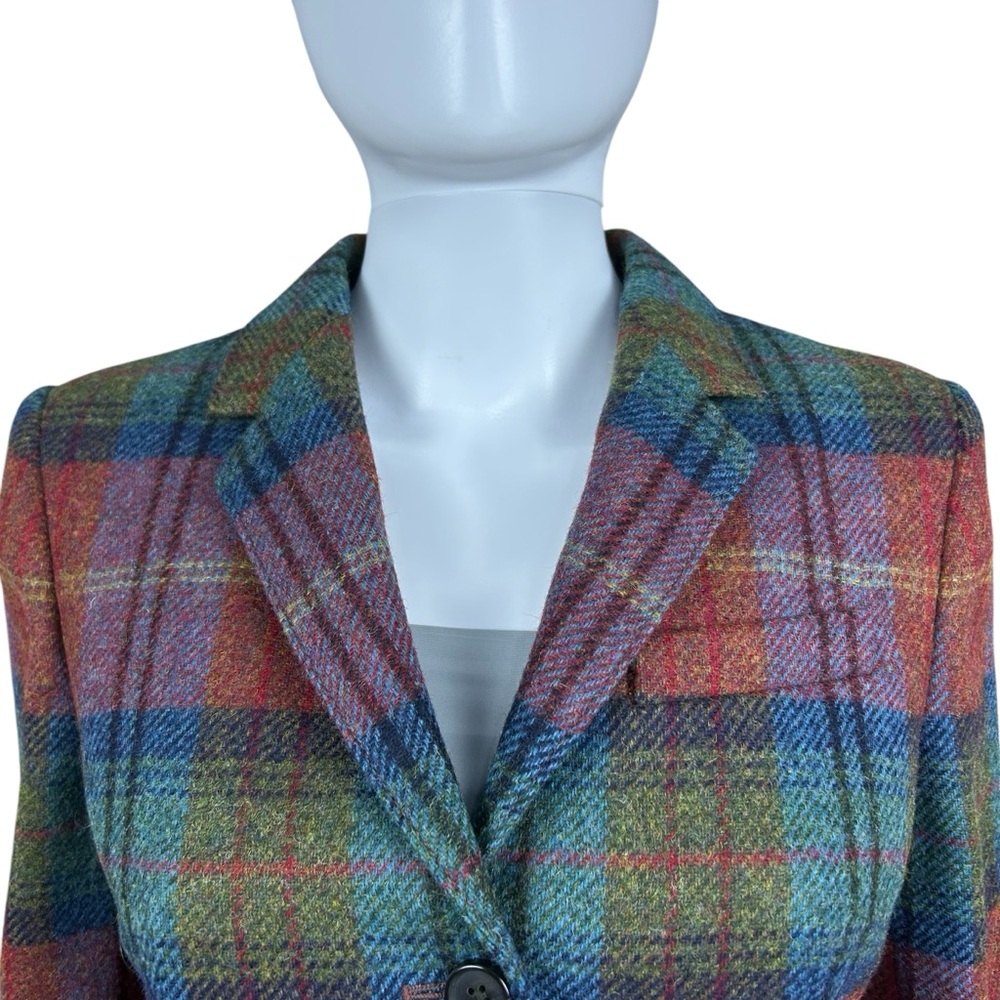 Brooks Brothers Moon Tweed Plaid Wool  Blazer Size 4 Elbow Patch Equestrian NWT - Picture 6 of 16